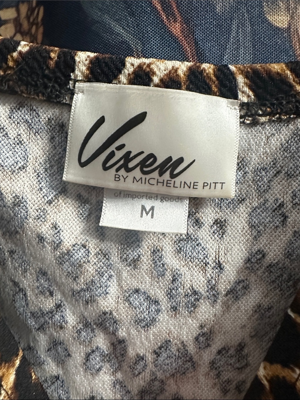 Vixen by Micheline Pitt Powder Puff Top Wild Leopard Print M - Picture 2 of 2